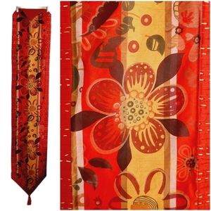 🍒 PIER 1 Floral Table Runner Cloth with Quilted Edge Red Orange Yellow
